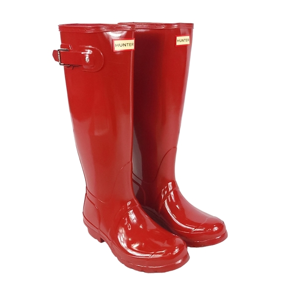 Hunter Shoes - Hunter Original Tall Wellington Boots Glossy Military Red